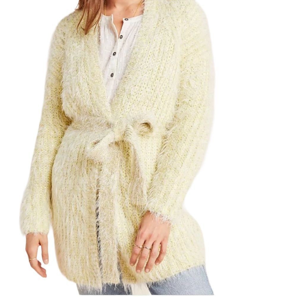 by Anthropologie ~ Larkin Shimmer Cardigan in Yellow/Gold ~ size S